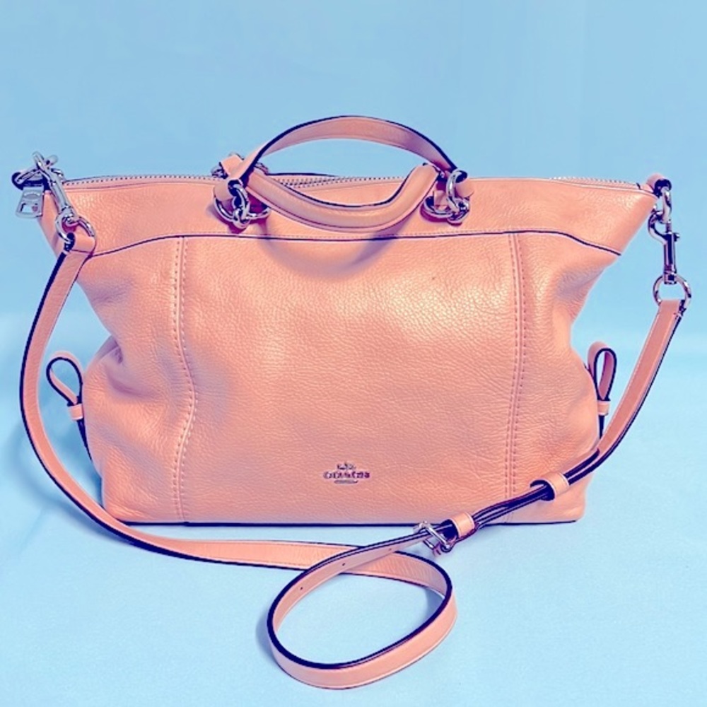 COACH EDIE SATCHEL  PINK BLUSH PEBBLED LEATHER - Picture 3 of 11